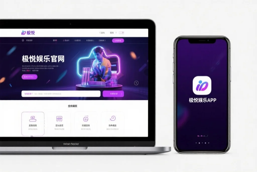 一台笔记本电脑屏幕上显示着意昂2娱乐官网的界面，旁边是一部手机显示着意昂2娱乐APP，两者并列对比